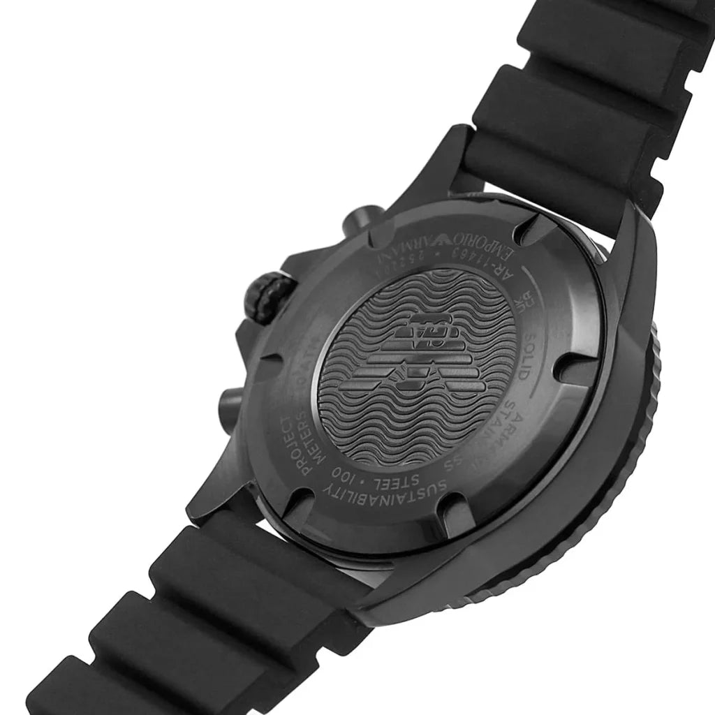 Emporio Armani Men’s Quartz Black Silicone Strap Green Dial 43mm Watch AR11463