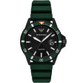 Emporio Armani Men’s Quartz Green Silicone Strap Black Dial 42mm Watch AR11464