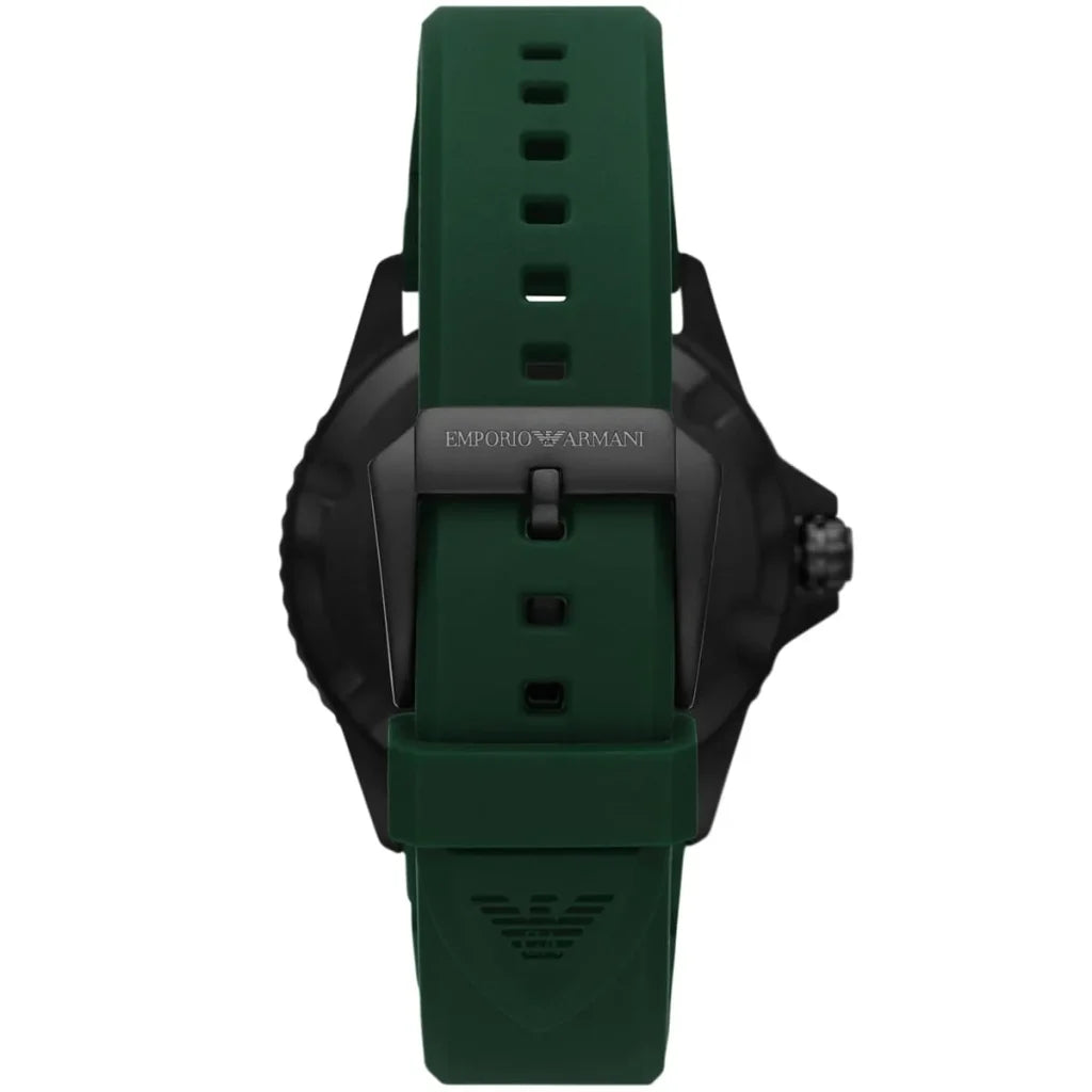 Emporio Armani Men’s Quartz Green Silicone Strap Black Dial 42mm Watch AR11464