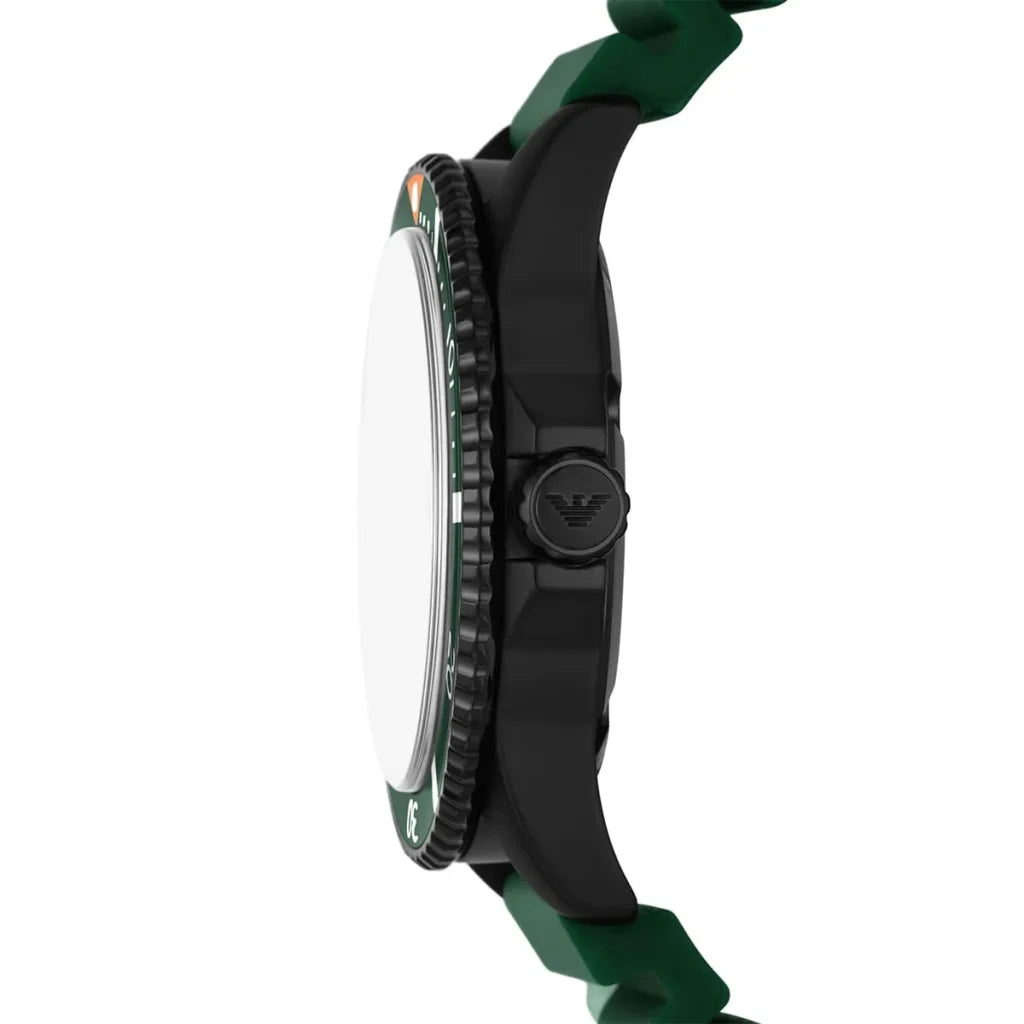 Emporio Armani Men’s Quartz Green Silicone Strap Black Dial 42mm Watch AR11464