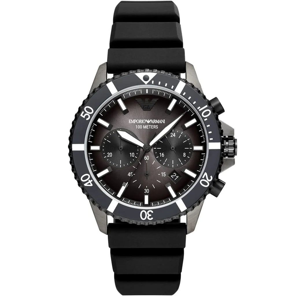 Emporio Armani Men’s Quartz Black Silicone Strap Black Dial 43mm Watch AR11515