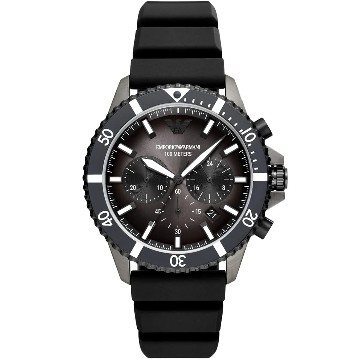 Emporio Armani Men’s Quartz Black Silicone Strap Black Dial 43mm Watch AR11515
