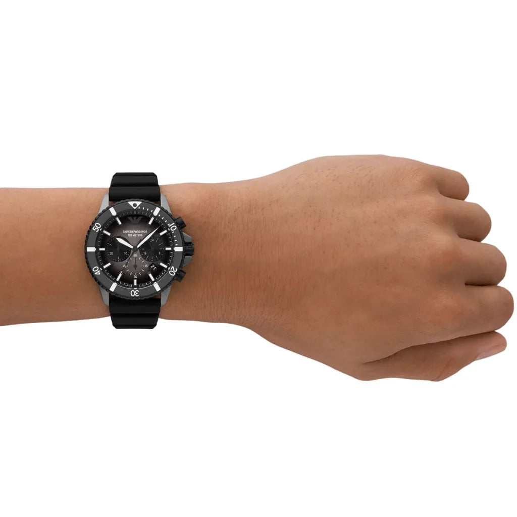 Emporio Armani Men’s Quartz Black Silicone Strap Black Dial 43mm Watch AR11515