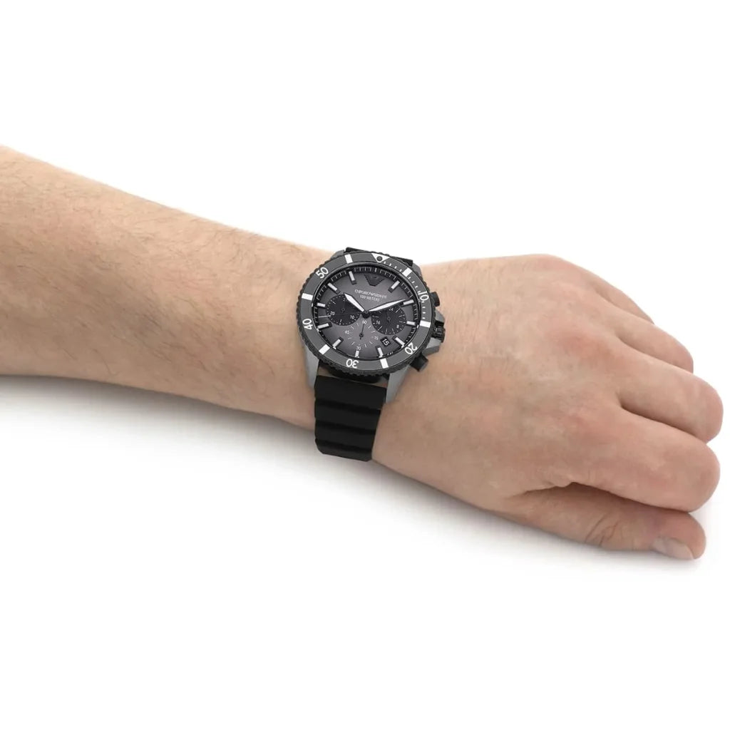 Emporio Armani Men’s Quartz Black Silicone Strap Black Dial 43mm Watch AR11515