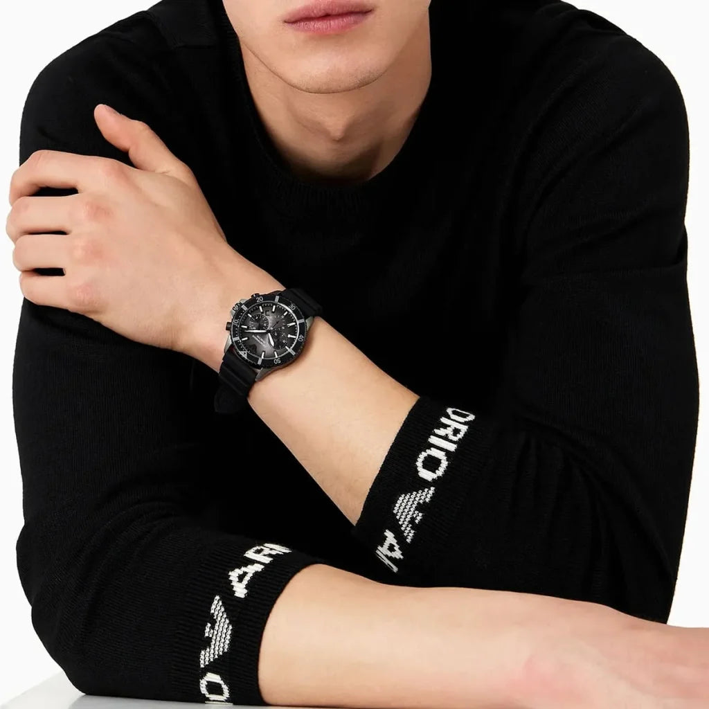 Emporio Armani Men’s Quartz Black Silicone Strap Black Dial 43mm Watch AR11515