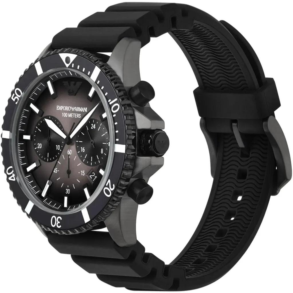 Emporio Armani Men’s Quartz Black Silicone Strap Black Dial 43mm Watch AR11515