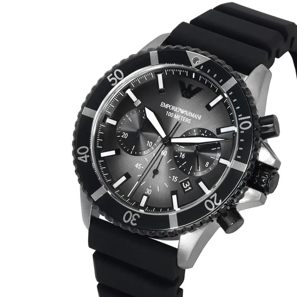 Emporio Armani Men’s Quartz Black Silicone Strap Black Dial 43mm Watch AR11515