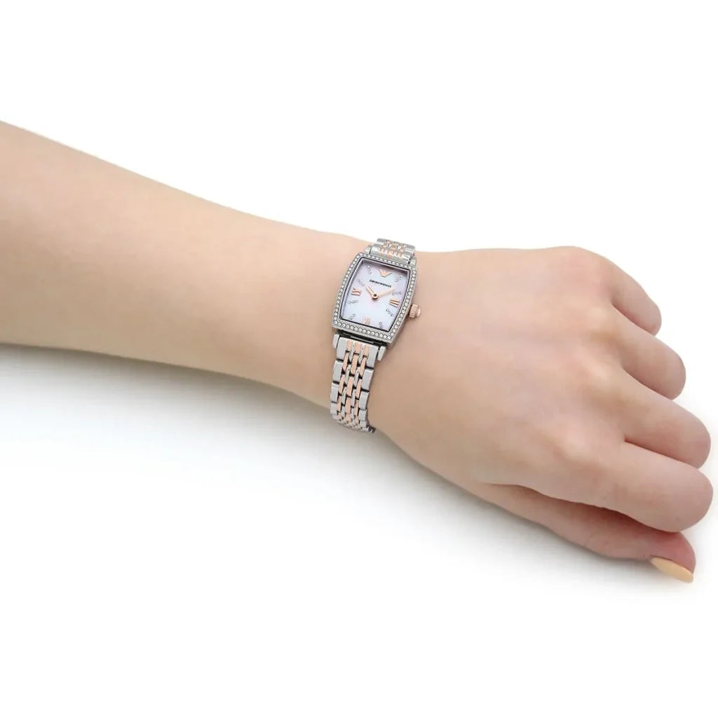 Emporio Armani Women’s Quartz Two Tone Stainless Steel White Dial 26mm Watch AR11519