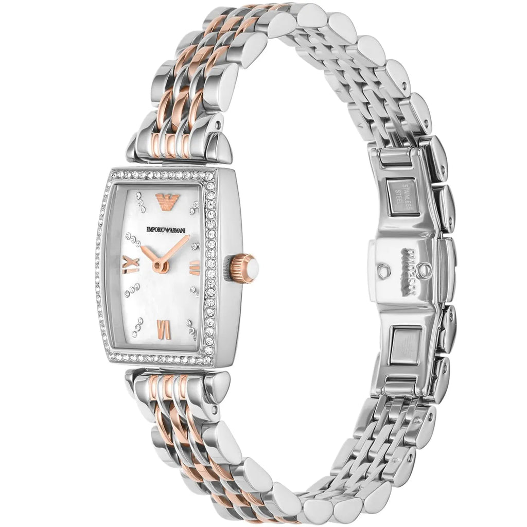 Emporio Armani Women’s Quartz Two Tone Stainless Steel White Dial 26mm Watch AR11519