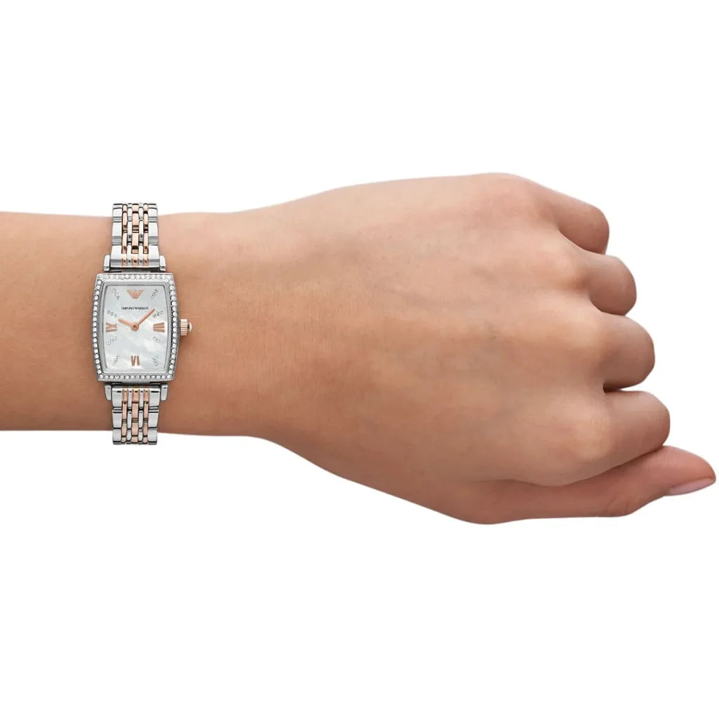 Emporio Armani Women’s Quartz Two Tone Stainless Steel White Dial 26mm Watch AR11519