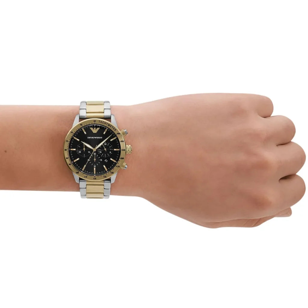 Emporio Armani Men’s Quartz Two-tone Stainless Steel Black Dial 43mm Watch AR11521