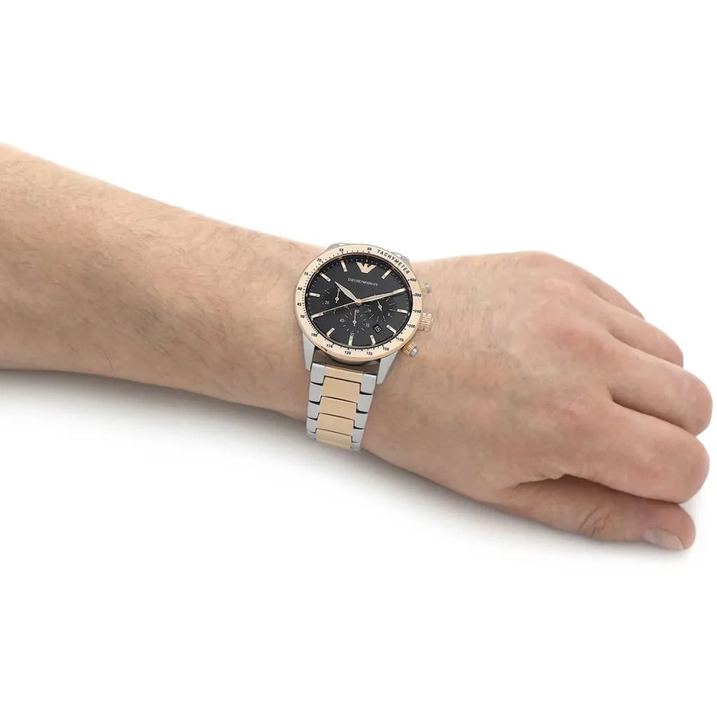 Emporio Armani Men’s Quartz Two-tone Stainless Steel Black Dial 43mm Watch AR11521