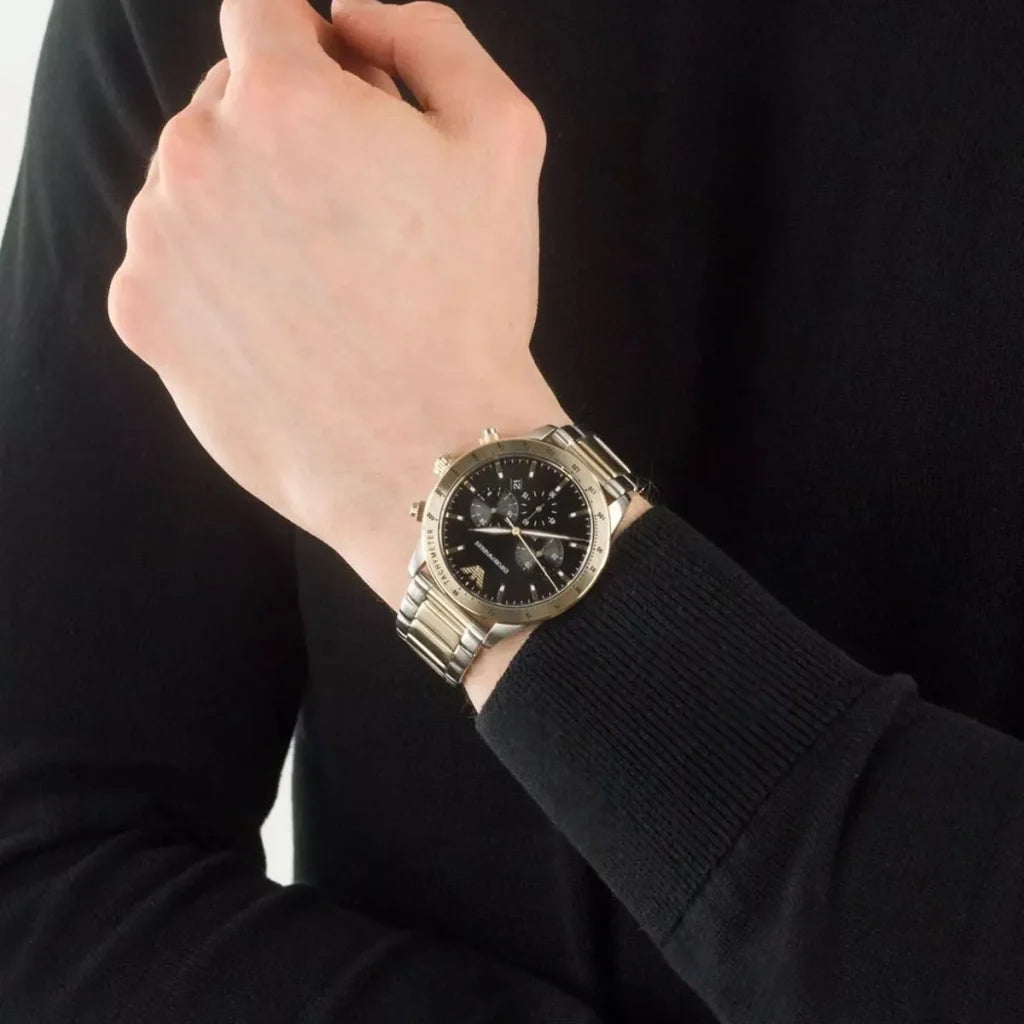 Emporio Armani Men’s Quartz Two-tone Stainless Steel Black Dial 43mm Watch AR11521