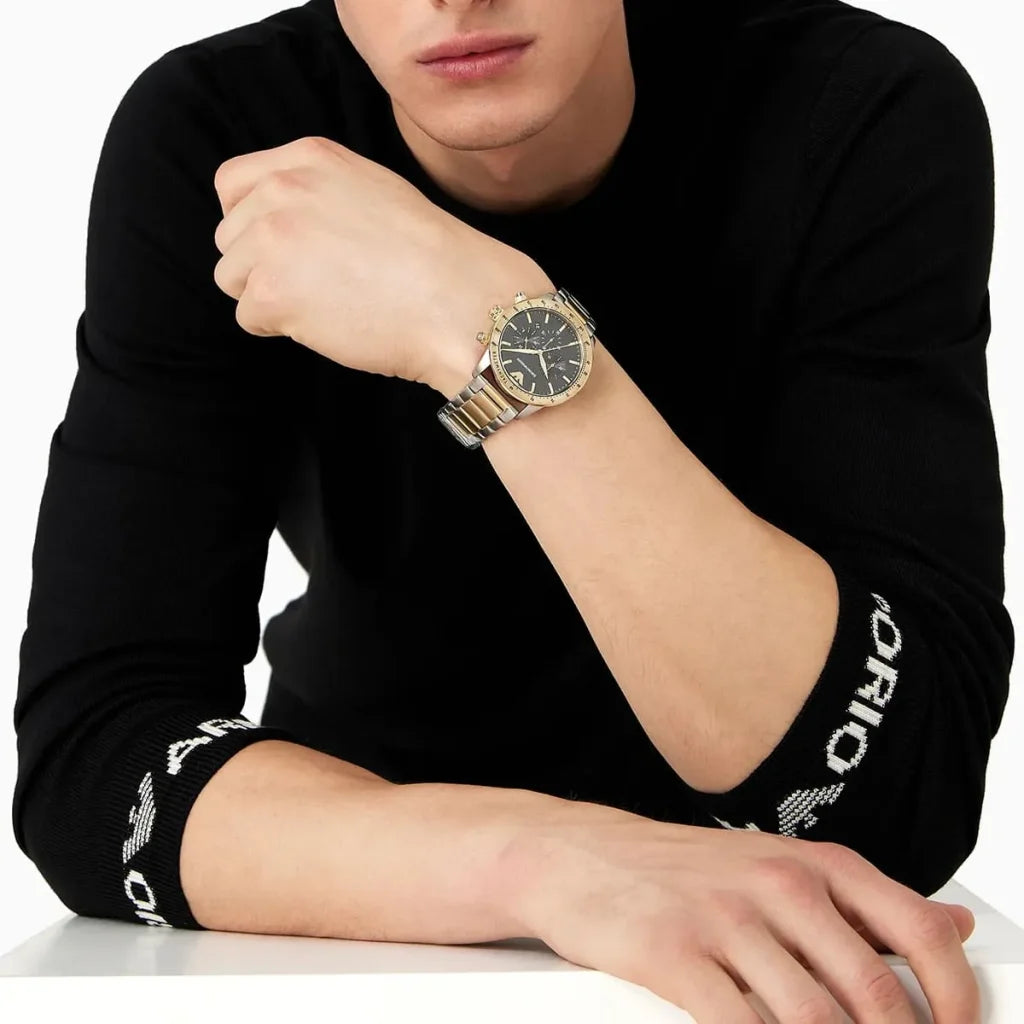 Emporio Armani Men’s Quartz Two-tone Stainless Steel Black Dial 43mm Watch AR11521
