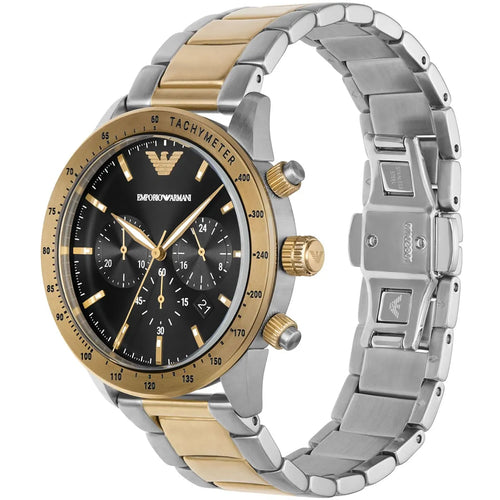 Emporio Armani Men’s Quartz Two-tone Stainless Steel Black Dial 43mm Watch AR11521