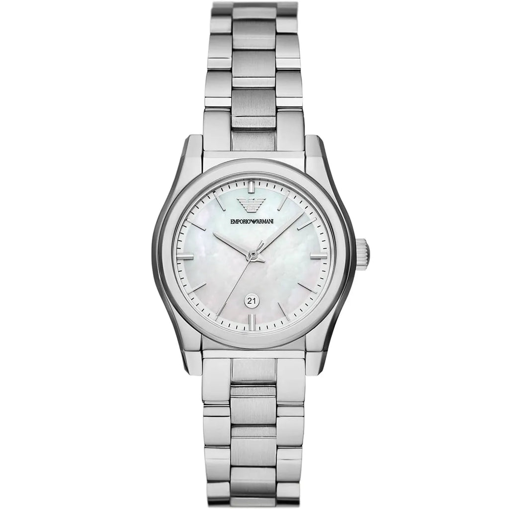 Emporio Armani Women’s Quartz Silver Stainless Steel Mother Of Pearl Dial 32mm Watch AR11557