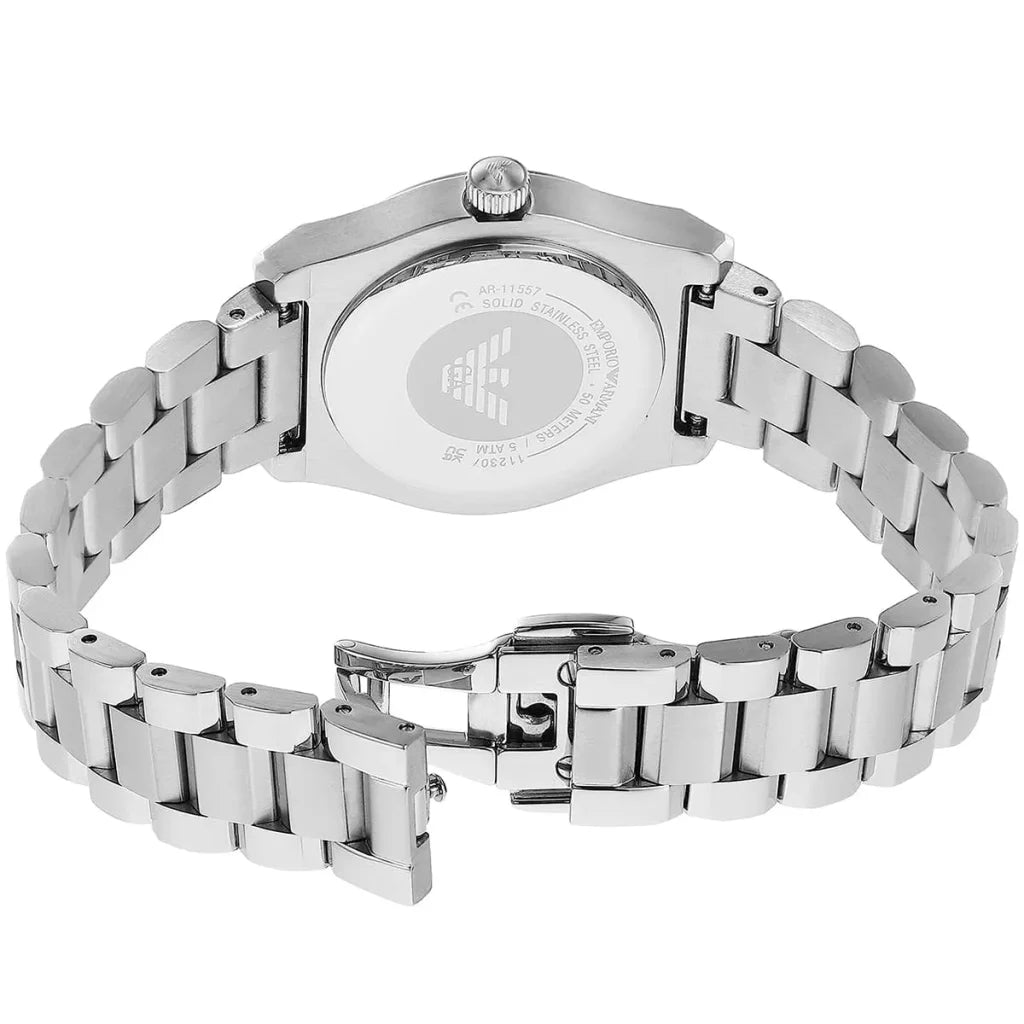 Emporio Armani Women’s Quartz Silver Stainless Steel Mother Of Pearl Dial 32mm Watch AR11557