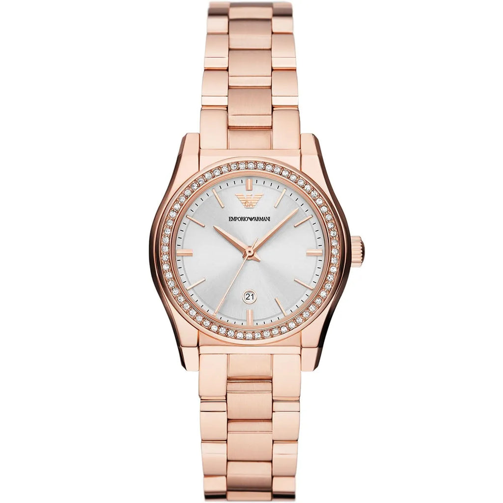Emporio Armani Women’s Quartz Rose Gold Stainless Steel Silver Dial 32mm Watch AR11558