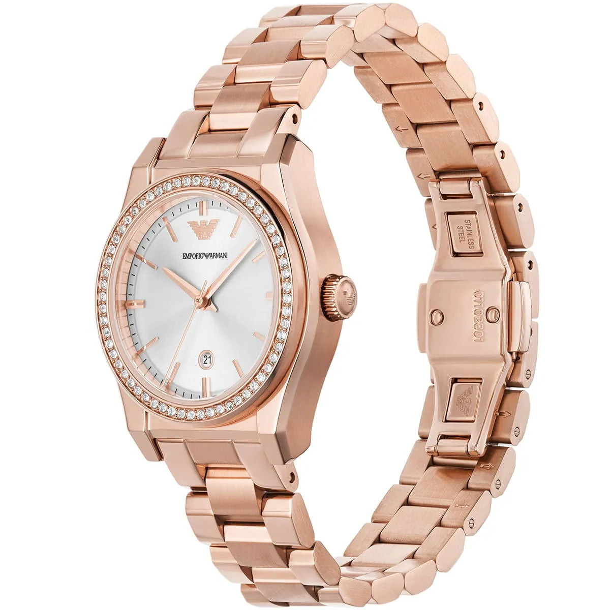 Emporio Armani Women’s Quartz Rose Gold Stainless Steel Silver Dial 32mm Watch AR11558