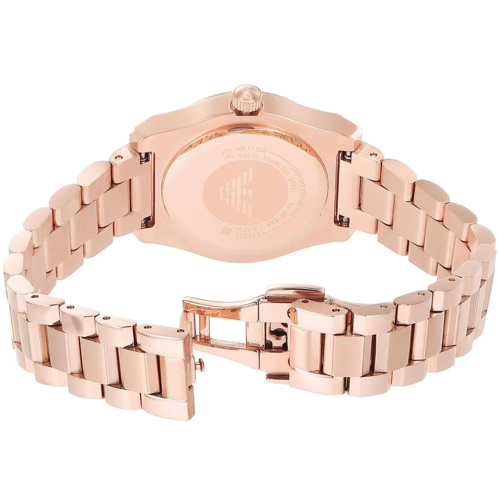 Emporio Armani Women’s Quartz Rose Gold Stainless Steel Silver Dial 32mm Watch AR11558