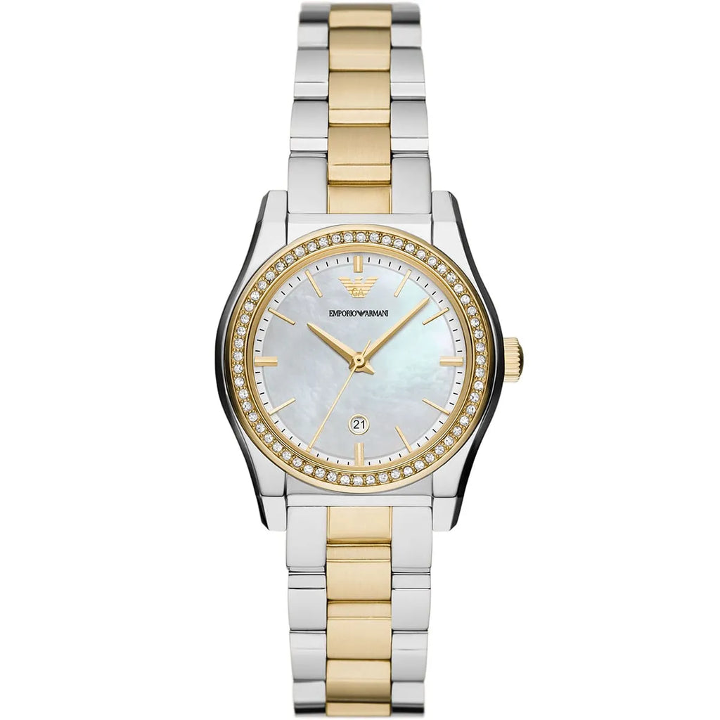 Emporio Armani Women’s Quartz Two-Tone Stainless Steel Mother Of Pearl Dial 32mm Watch AR11559