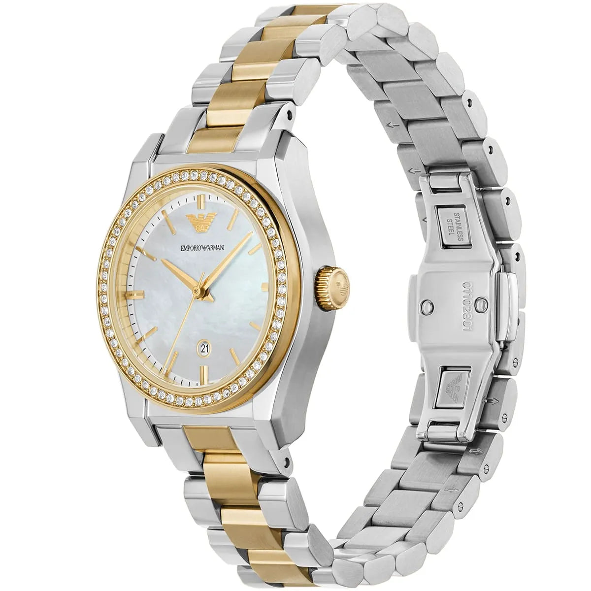 Emporio Armani Women’s Quartz Two-Tone Stainless Steel Mother Of Pearl Dial 32mm Watch AR11559