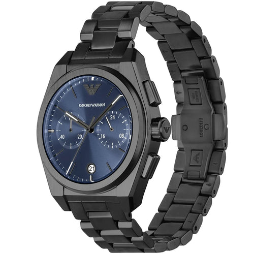 Emporio Armani Men’s Quartz Black Stainless Steel Blue Dial 43mm Watch AR11561