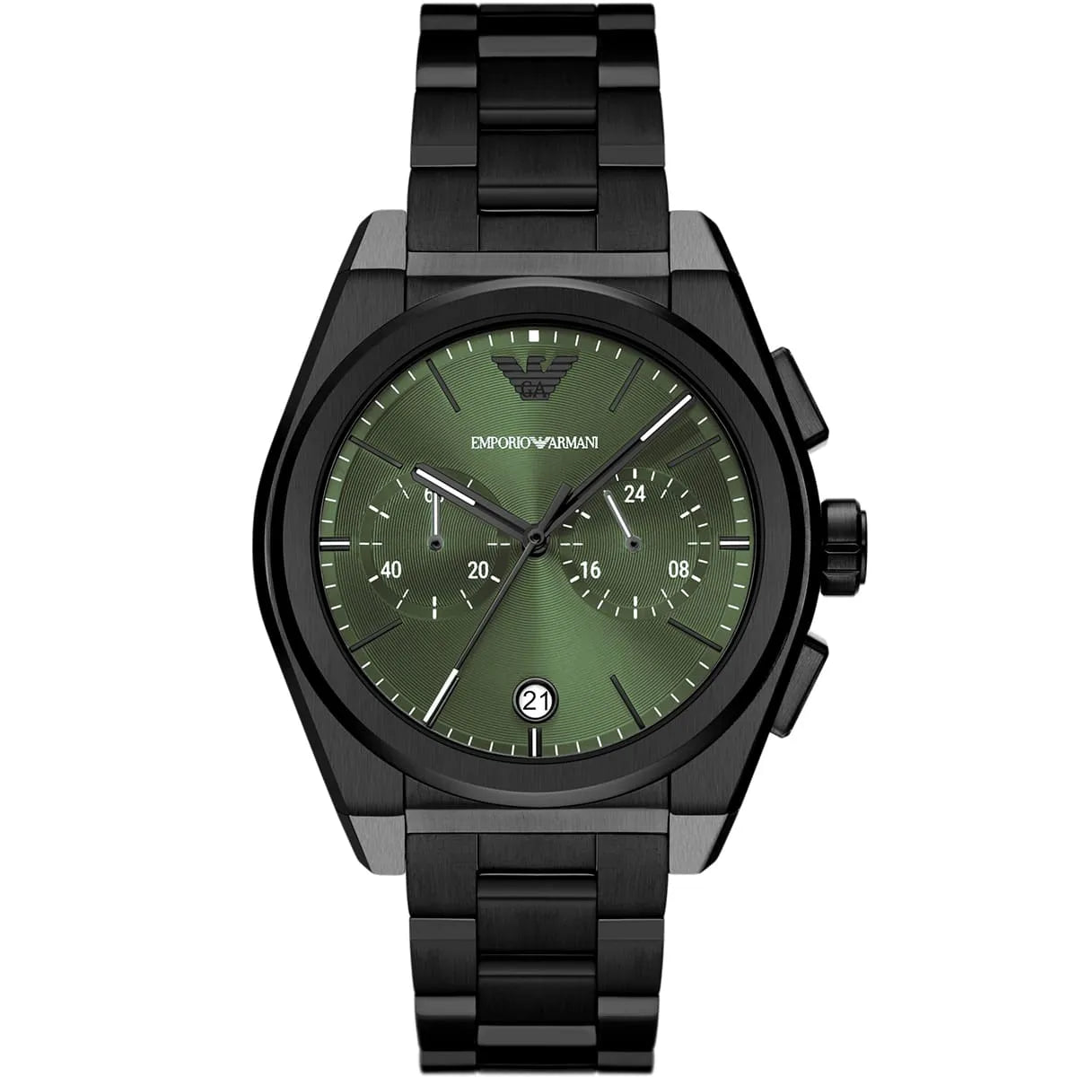 Emporio Armani Men’s Quartz Black Stainless Steel Green Dial 43mm Watch AR11562