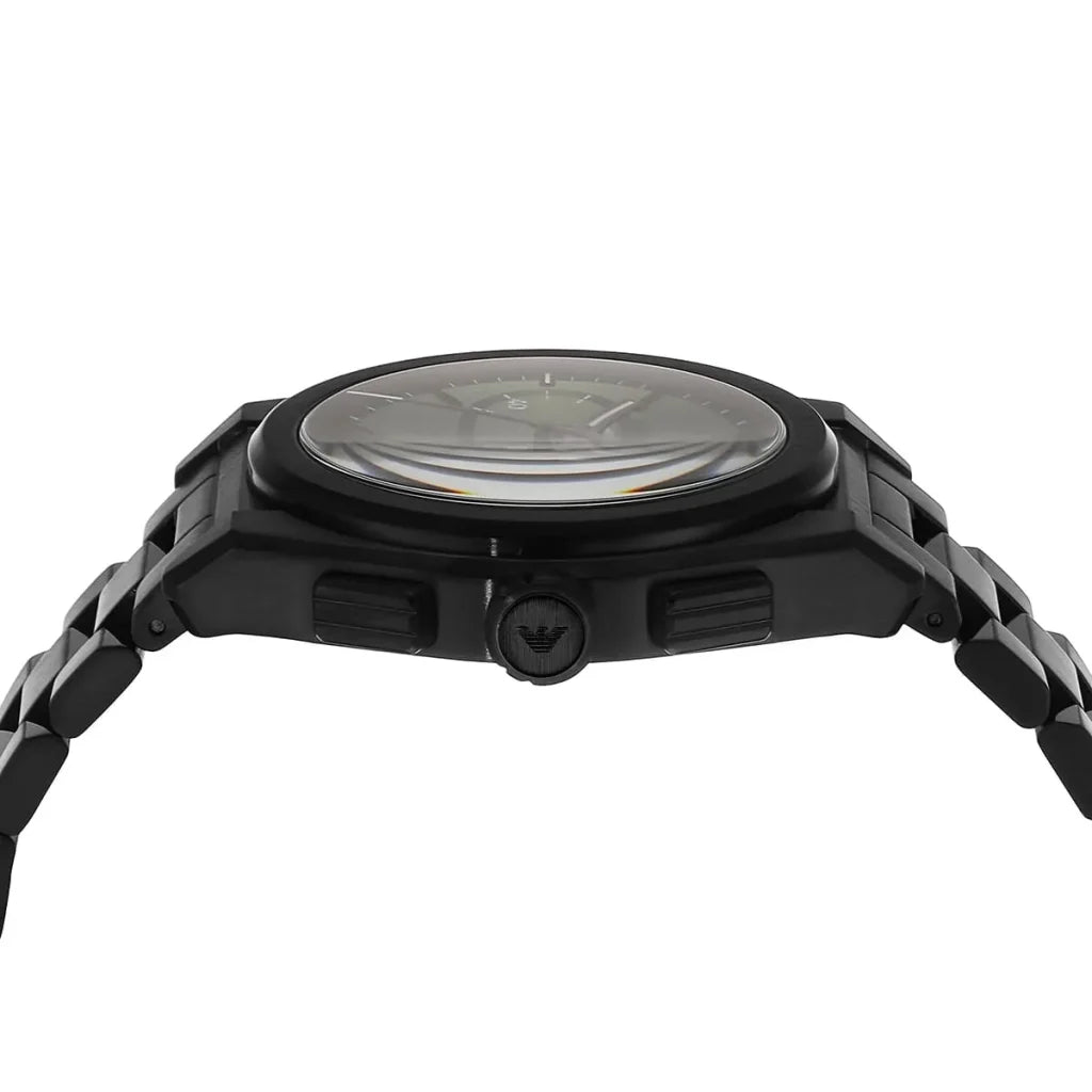 Emporio Armani Men’s Quartz Black Stainless Steel Green Dial 43mm Watch AR11562