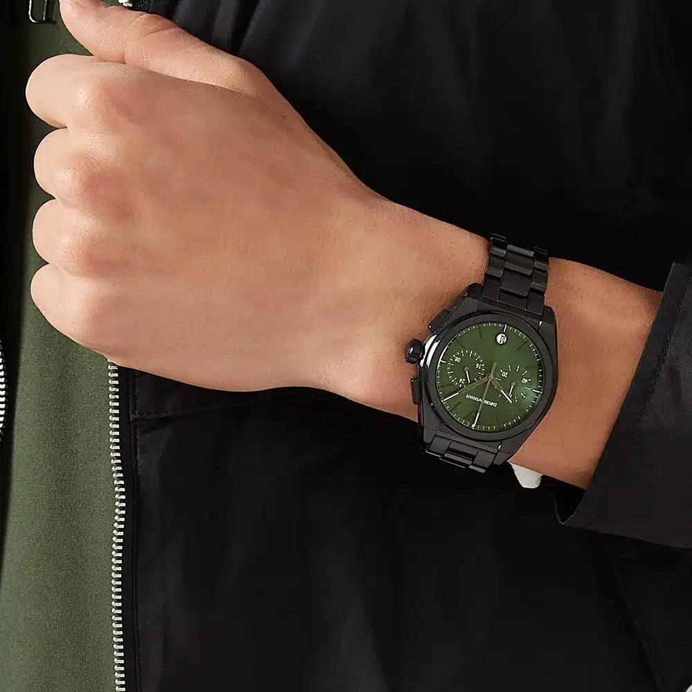 Emporio Armani Men’s Quartz Black Stainless Steel Green Dial 43mm Watch AR11562