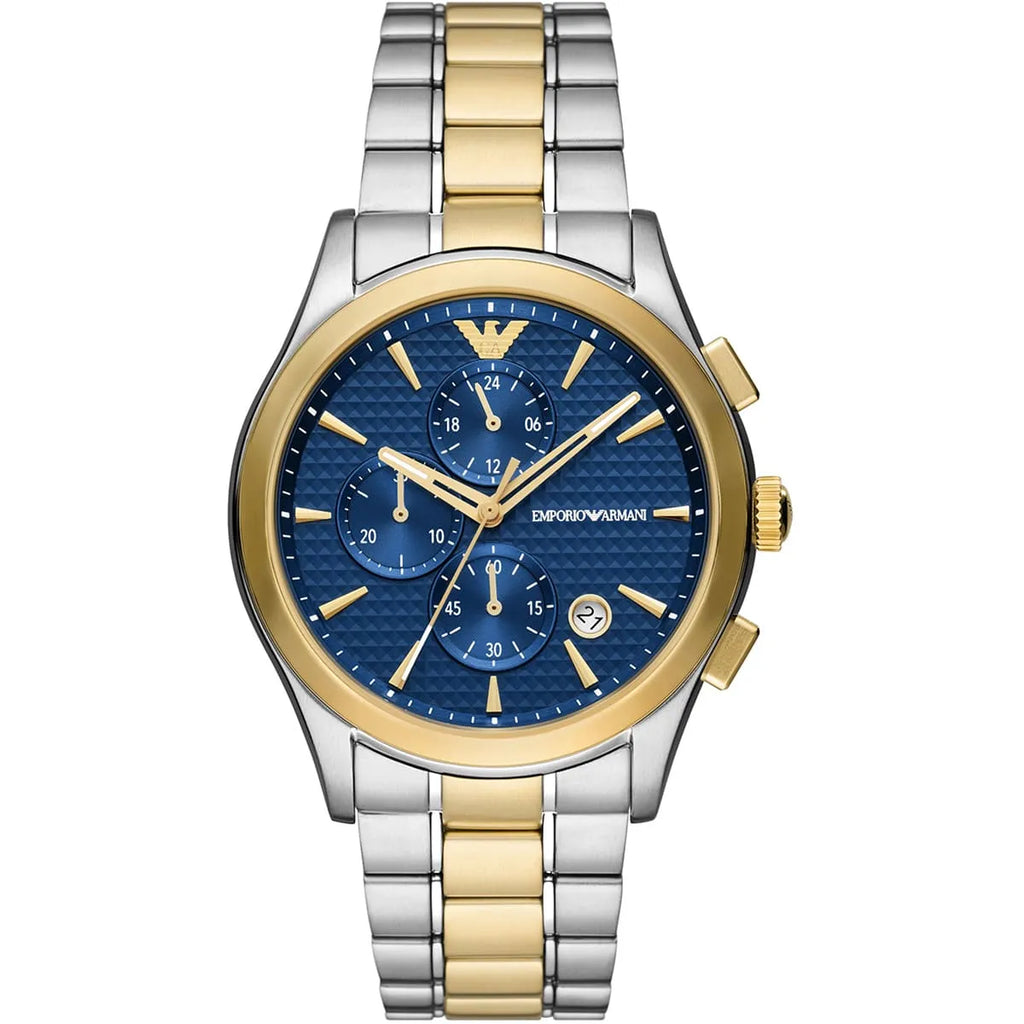 Emporio Armani Men’s Chronograph Quartz Two-Tone Stainless Steel Blue Dial 42mm Watch AR11579