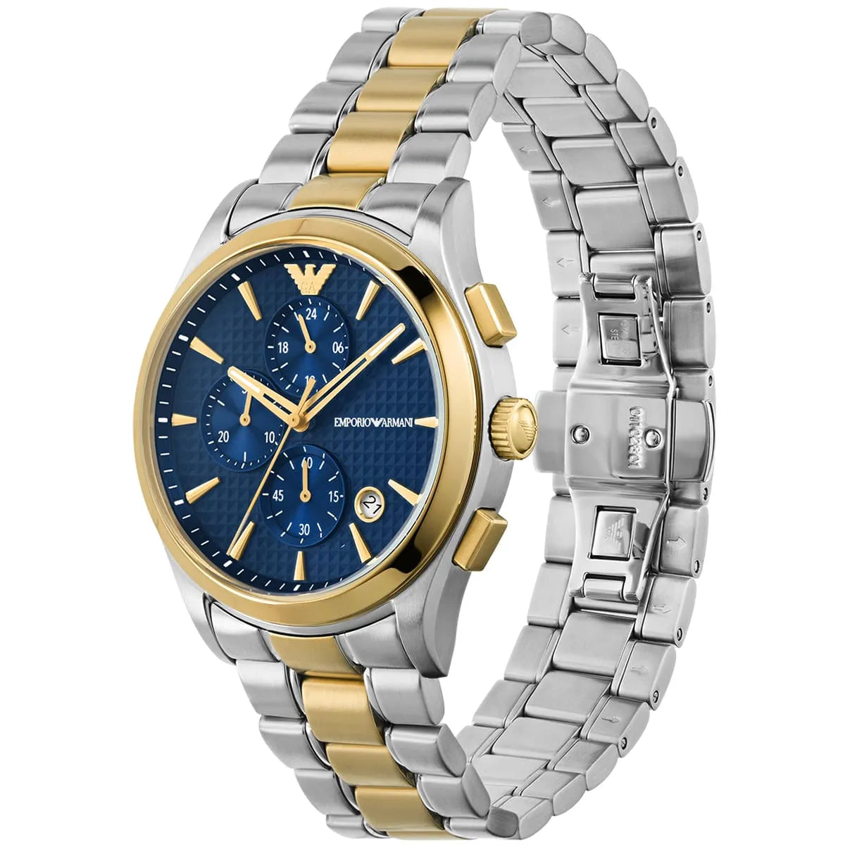 Emporio Armani Men’s Chronograph Quartz Two-Tone Stainless Steel Blue Dial 42mm Watch AR11579