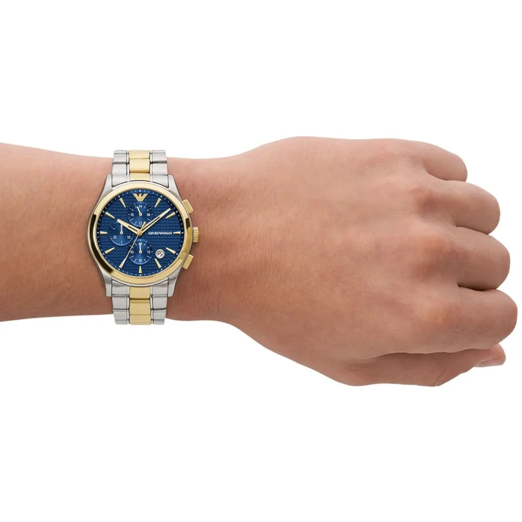 Emporio Armani Men’s Chronograph Quartz Two-Tone Stainless Steel Blue Dial 42mm Watch AR11579