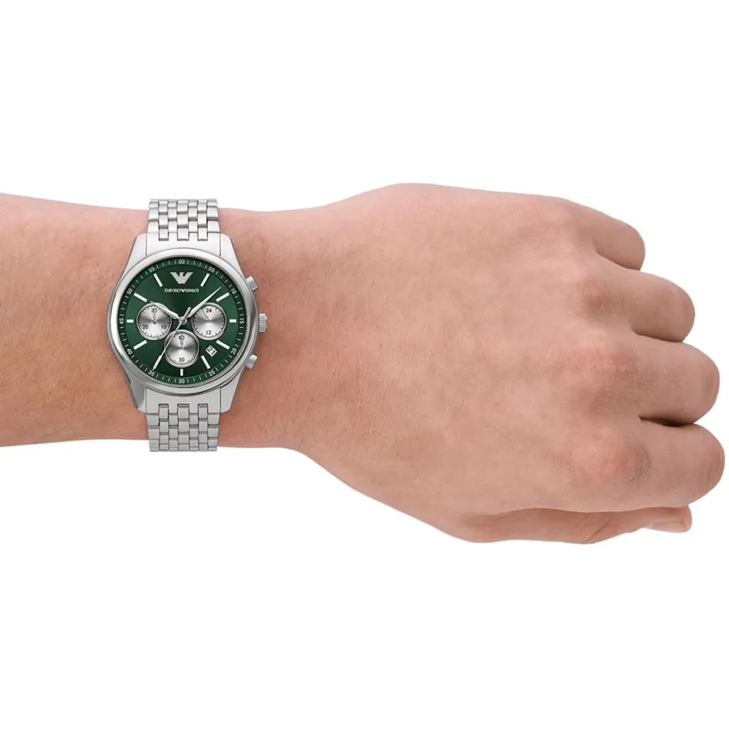 Emporio Armani Men’s Quartz Silver Stainless Steel Green Dial 41mm Watch AR11581