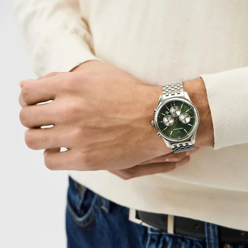 Emporio Armani Men’s Quartz Silver Stainless Steel Green Dial 41mm Watch AR11581