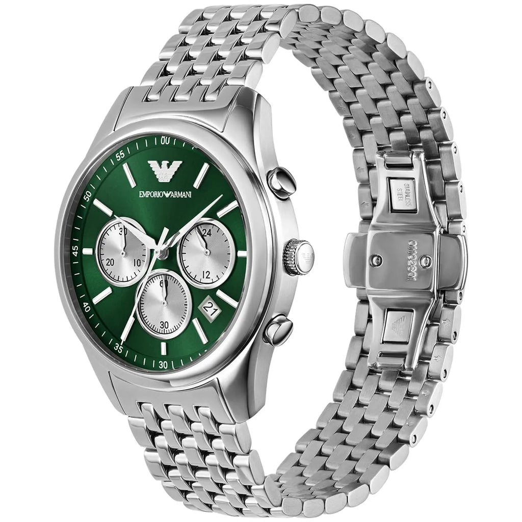 Emporio Armani Men’s Quartz Silver Stainless Steel Green Dial 41mm Watch AR11581