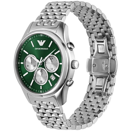 Emporio Armani Men’s Quartz Silver Stainless Steel Green Dial 41mm Watch AR11581