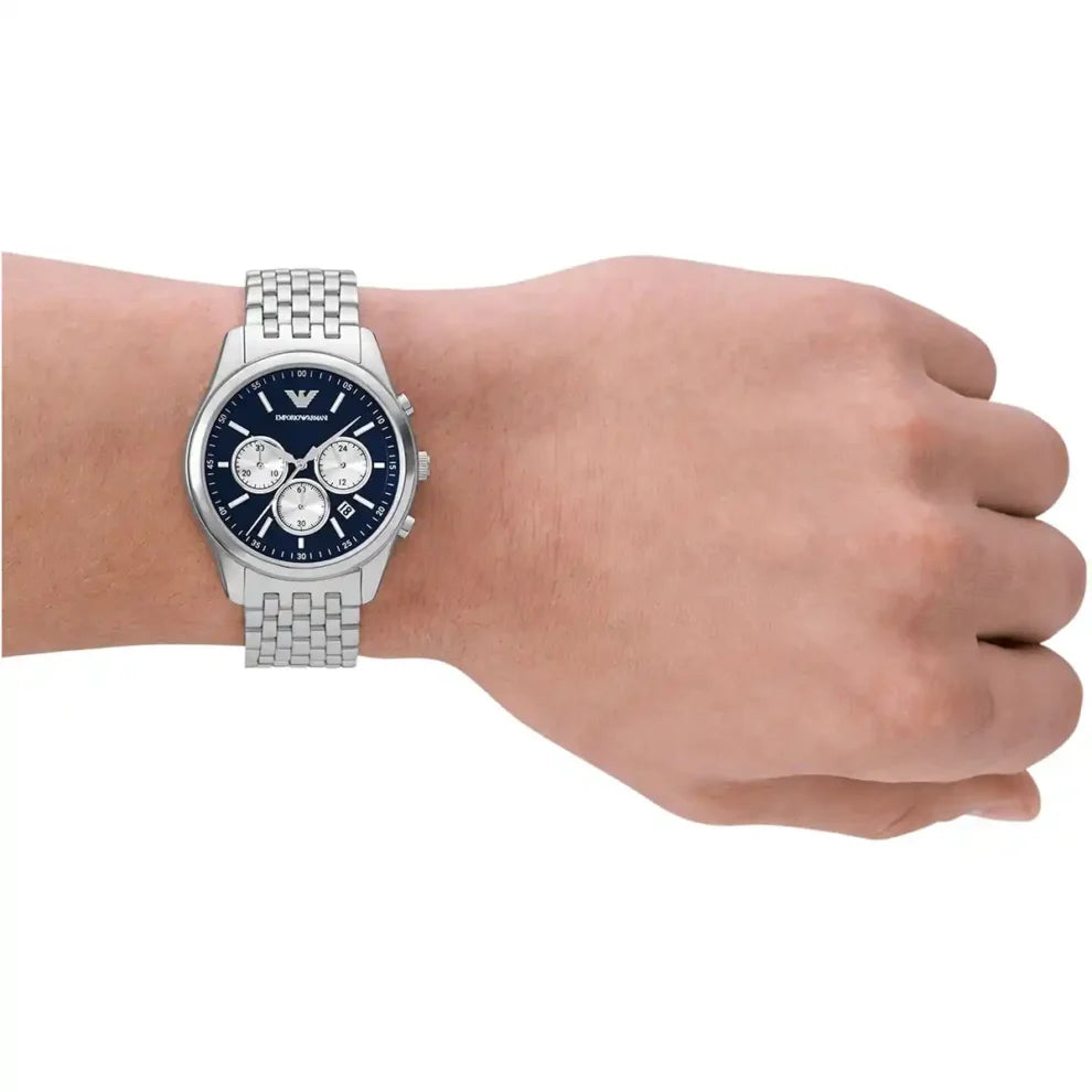 Emporio Armani Men’s Quartz Silver Stainless Steel Blue Dial 41mm Watch AR11582