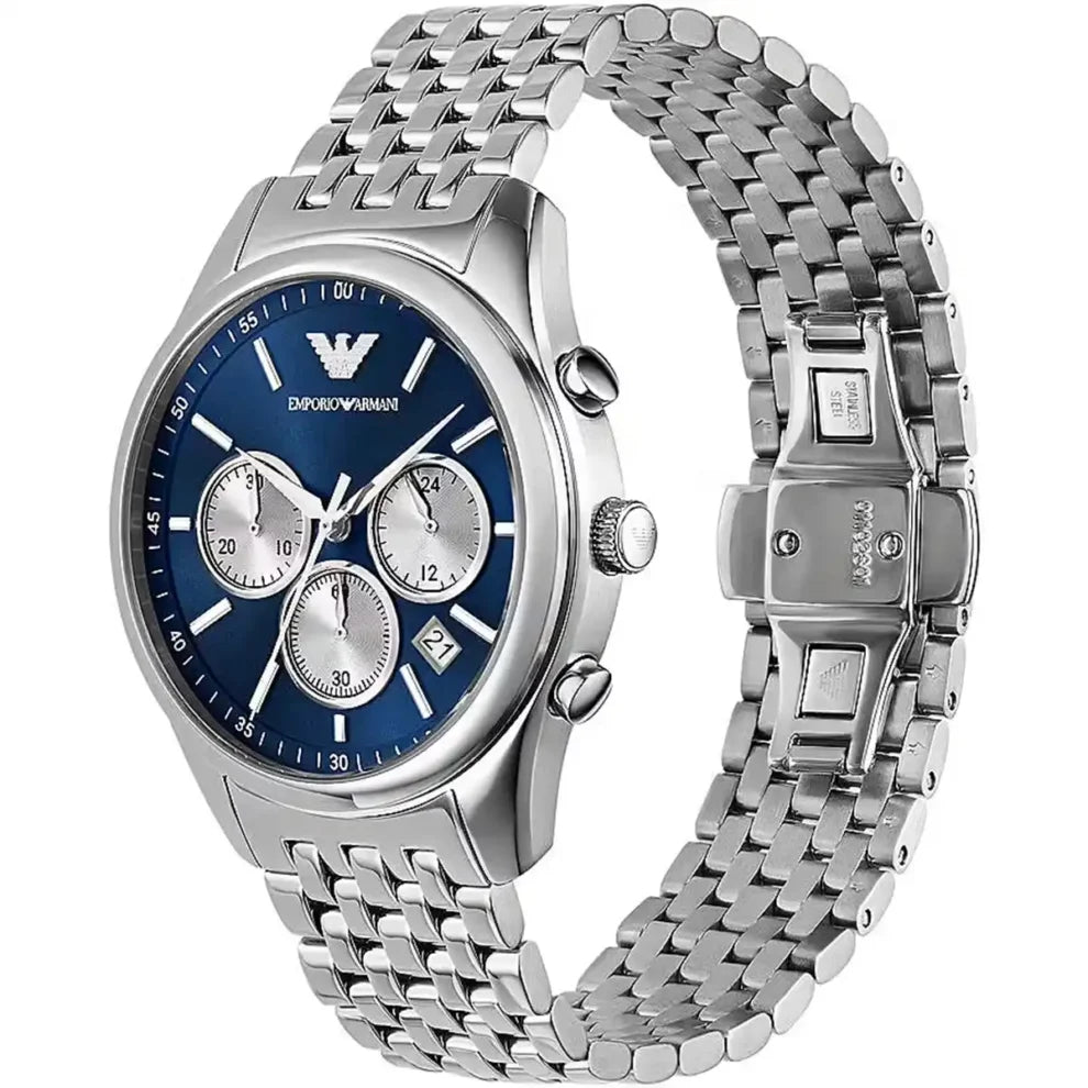Emporio Armani Men’s Quartz Silver Stainless Steel Blue Dial 41mm Watch AR11582