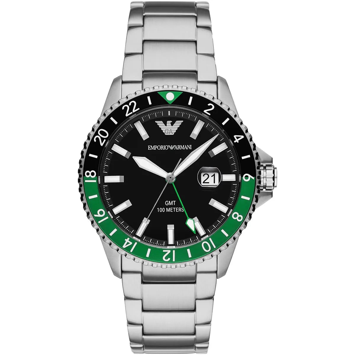 Emporio Armani Men’s Quartz Silver Stainless Steel Black Dial 42mm Watch AR11589