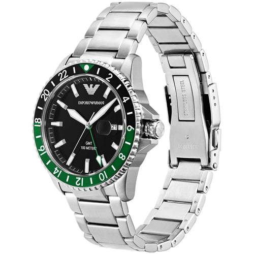 Emporio Armani Men’s Quartz Silver Stainless Steel Black Dial 42mm Watch AR11589