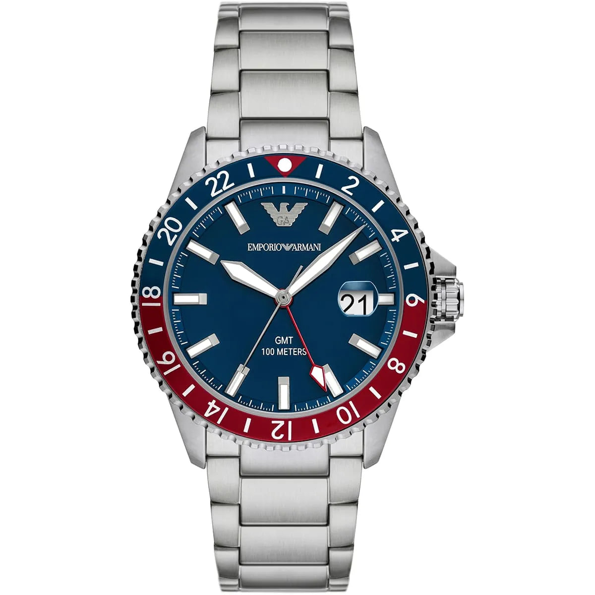 Emporio Armani Men’s Quartz Silver Stainless Steel Blue Dial 42mm Watch AR11590