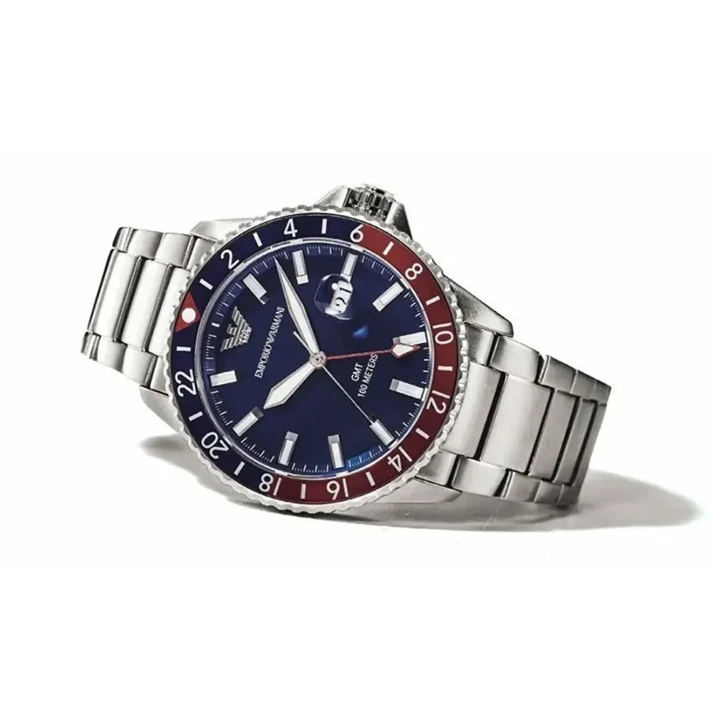 Emporio Armani Men’s Quartz Silver Stainless Steel Blue Dial 42mm Watch AR11590