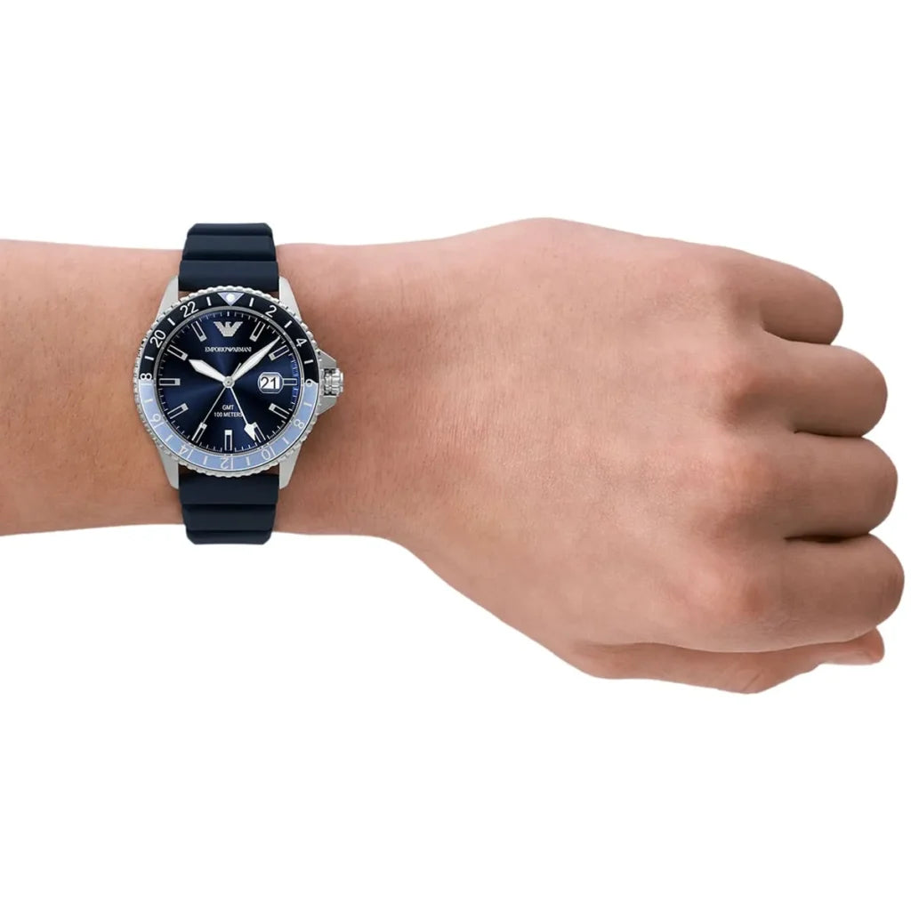 Emporio Armani Men’s Quartz Blue Silicone Strap Blue Dial 42mm Watch AR11592