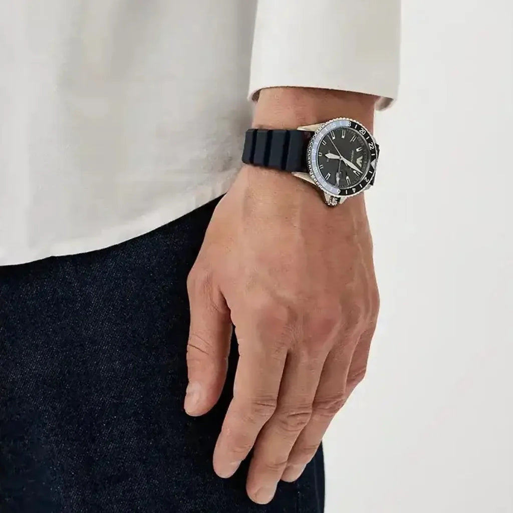 Emporio Armani Men’s Quartz Blue Silicone Strap Blue Dial 42mm Watch AR11592