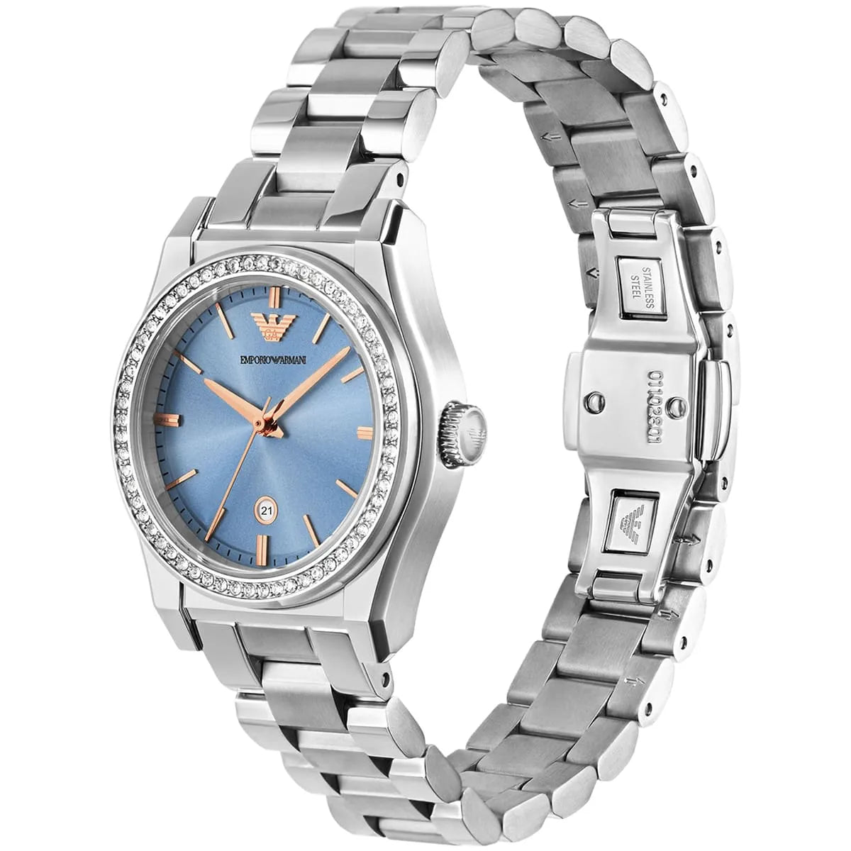 Emporio Armani Women’s Quartz Silver Stainless Steel Blue Dial 32mm Watch AR11593