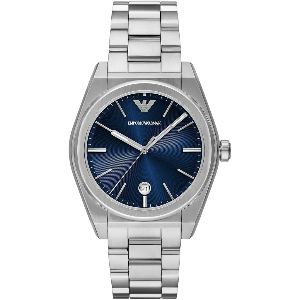 Emporio Armani Federico Silver Stainless Steel Blue Dial Quartz Watch for Gents AR11620