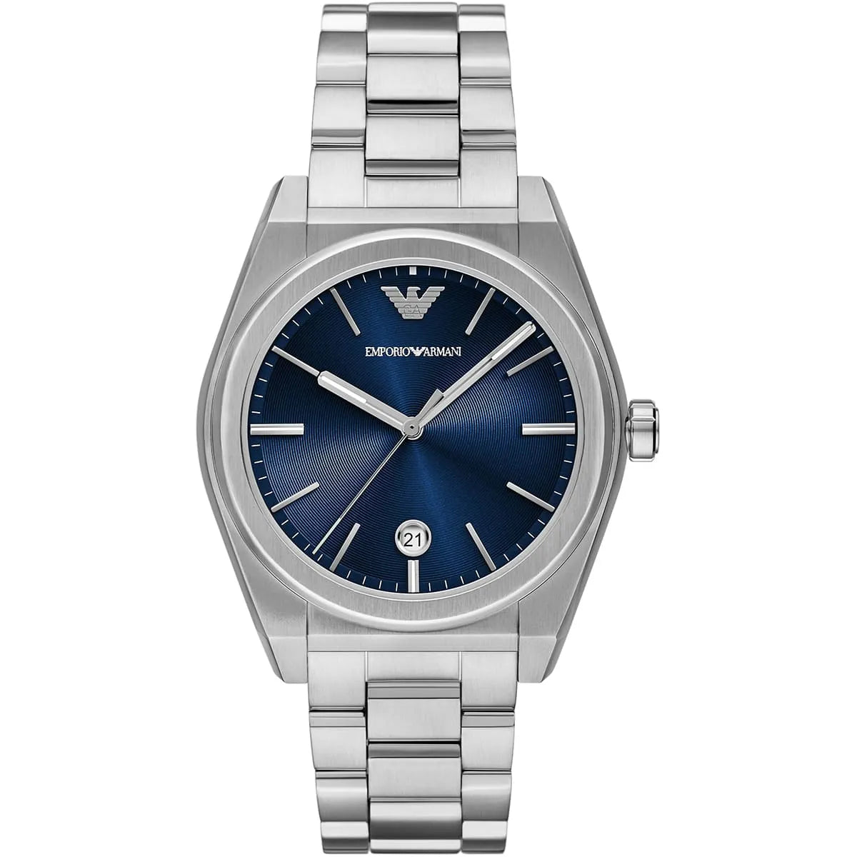 Emporio Armani Federico Silver Stainless Steel Blue Dial Quartz Watch for Gents AR11620