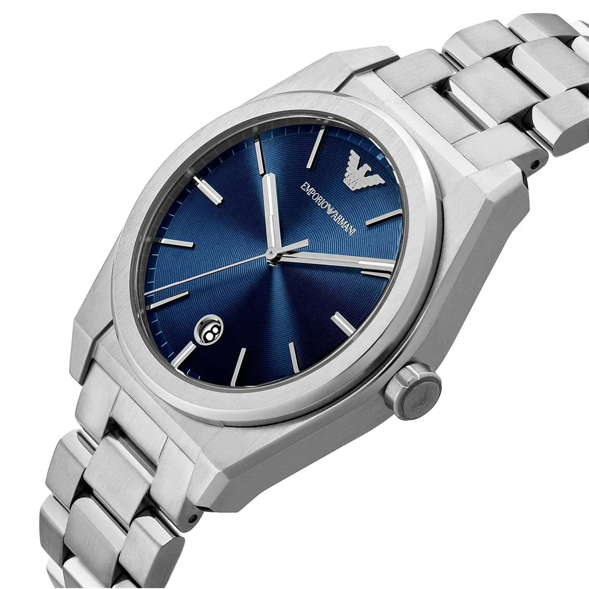 Emporio Armani Federico Silver Stainless Steel Blue Dial Quartz Watch for Gents AR11620