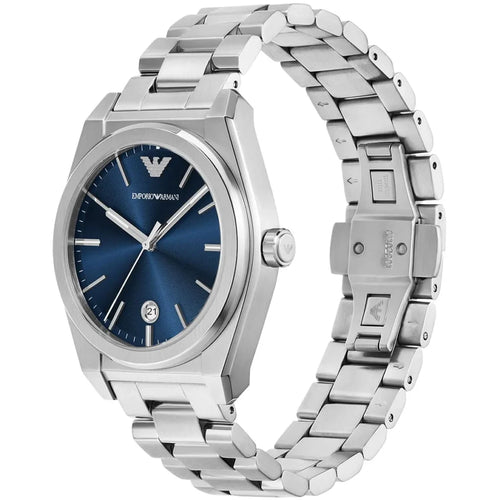 Emporio Armani Federico Silver Stainless Steel Blue Dial Quartz Watch for Gents AR11620